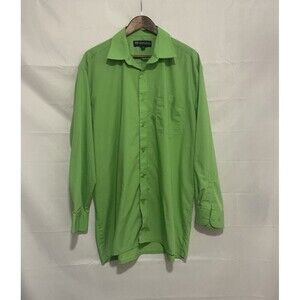 Fortino Landi Dress Shirt Men 17 34/35 Green Button Down Long Sleeve